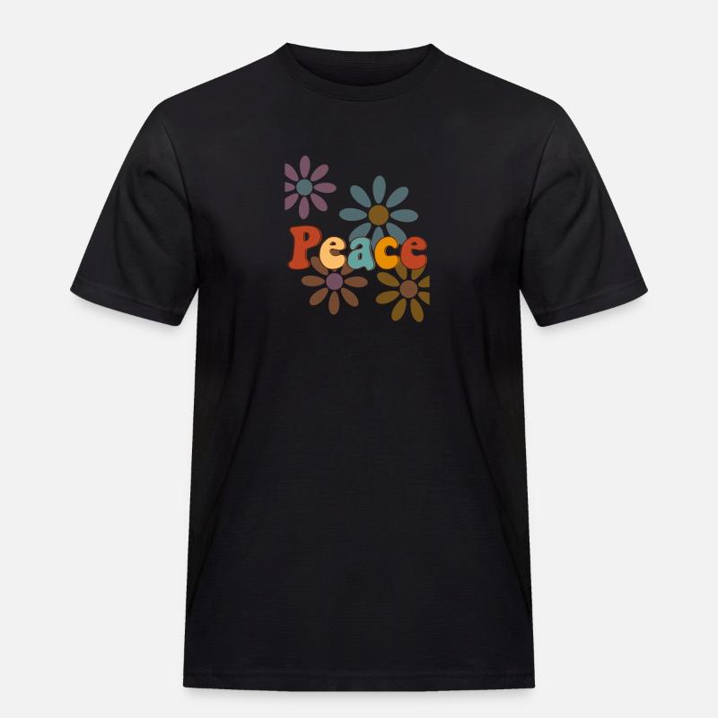 Friede - Männer Workwear T-Shirt - Schwarz