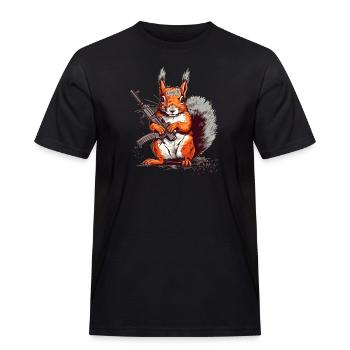 Eichhörnchensind sehr gefährliche Waldbewohner - Männer Workwear T-Shirt - Schwarz - Vorne - AI Model Male 178 light (178cm)