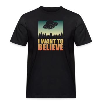 I Want To Believe Aliens UFO Roswell - Männer Workwear T-Shirt - Schwarz - Vorne - AI Model Male 178 light (178cm)