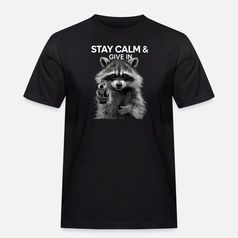 Meme Waschbär - Männer Workwear T-Shirt - Schwarz