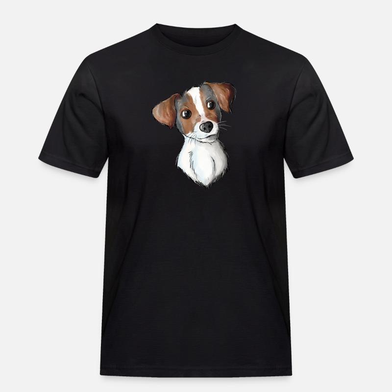 Jack Russell Pattern - Männer Workwear T-Shirt - Schwarz