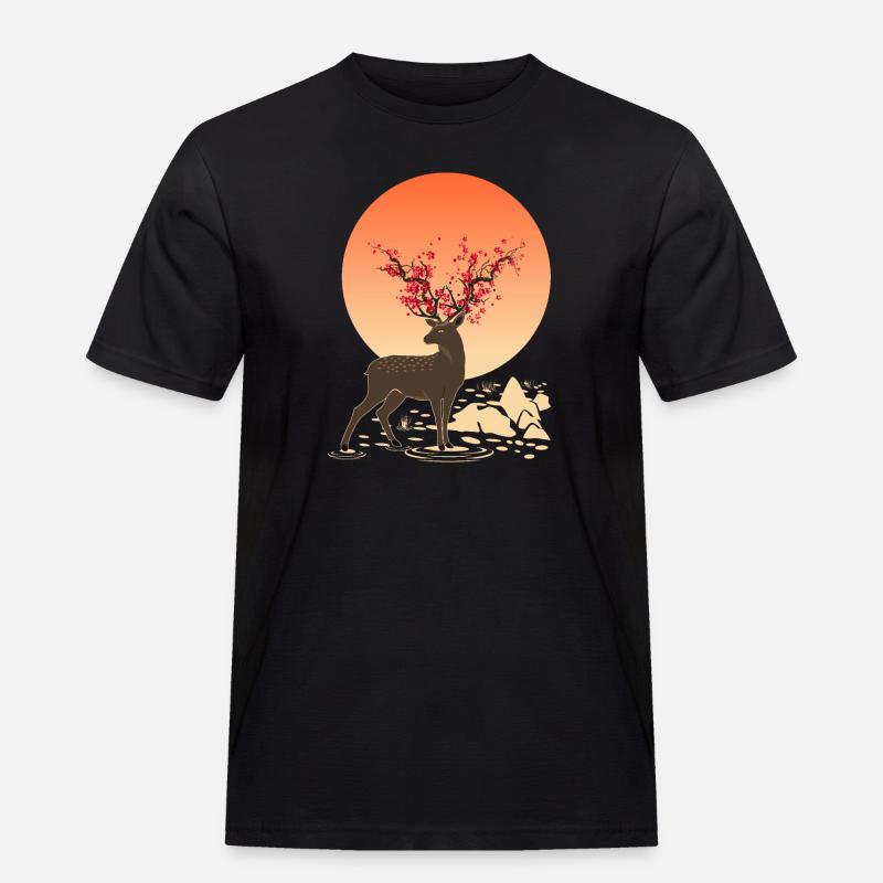 Hirschgeist | Schützen Sie Sika Hirsche - Männer Workwear T-Shirt - Schwarz