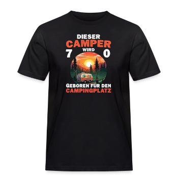 Lustiger Camper 70 Geburtstag Camping Spruch - Männer Workwear T-Shirt - Schwarz - Vorne - AI Model Male 178 light (178cm)