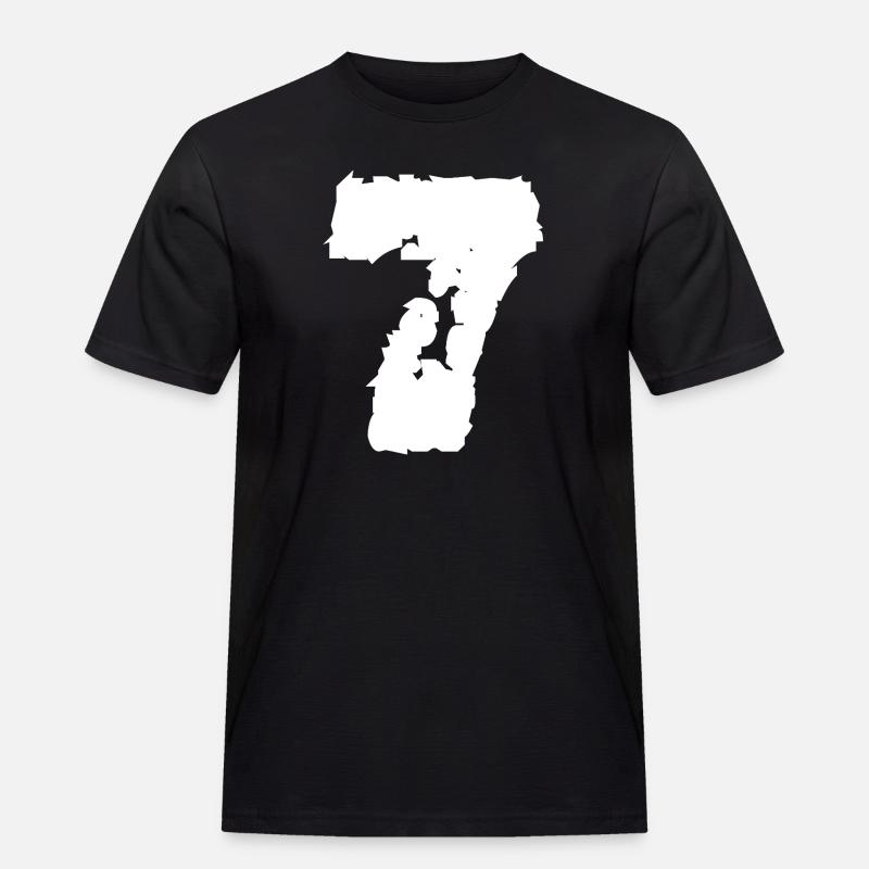 7 Nummer sieben - Männer Workwear T-Shirt - Schwarz