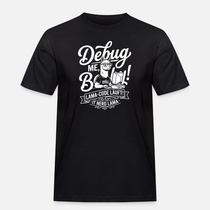 Lama Code Debug Design - Männer Workwear T-Shirt - Schwarz