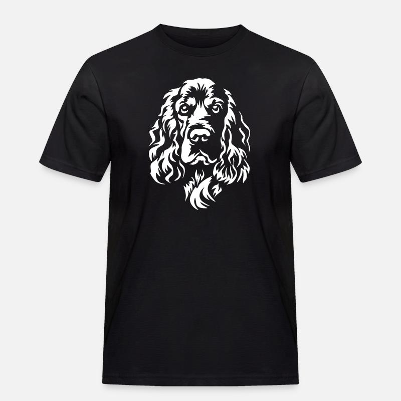Englischer Cocker Spaniel Kopf "Black Edition" - Männer Workwear T-Shirt - Schwarz