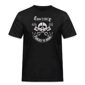 Born To Ride MC Skull Piston Design - Männer Workwear T-Shirt - Schwarz - Vorne - AI Model Male 178 light (178cm)