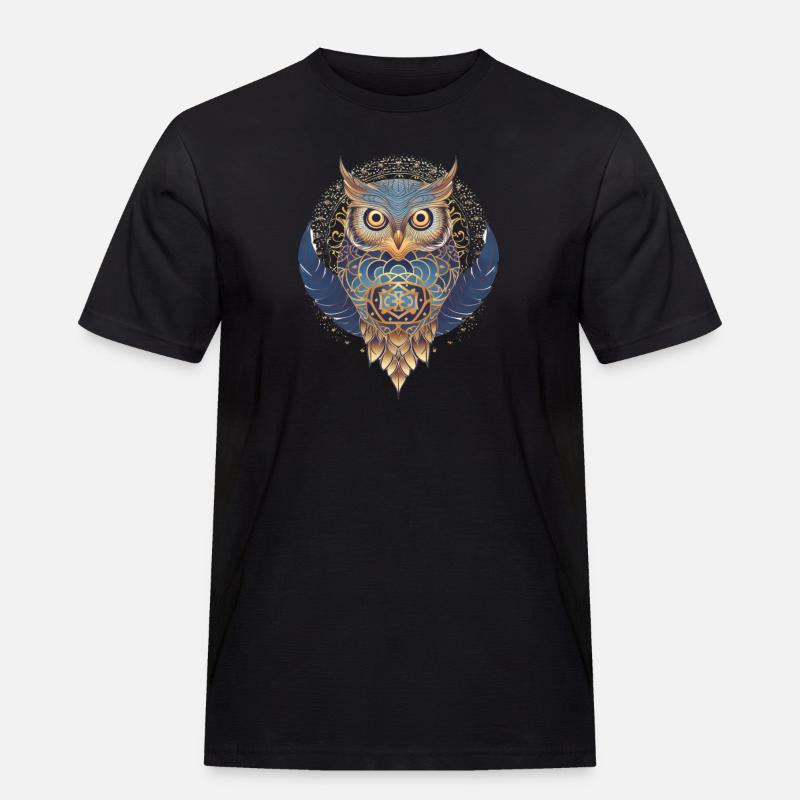 Weisheit der Eule - Männer Workwear T-Shirt - Schwarz