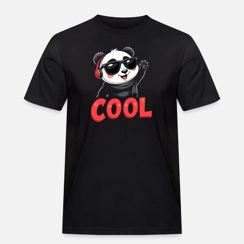 cooler Panda - Männer Workwear T-Shirt - Schwarz