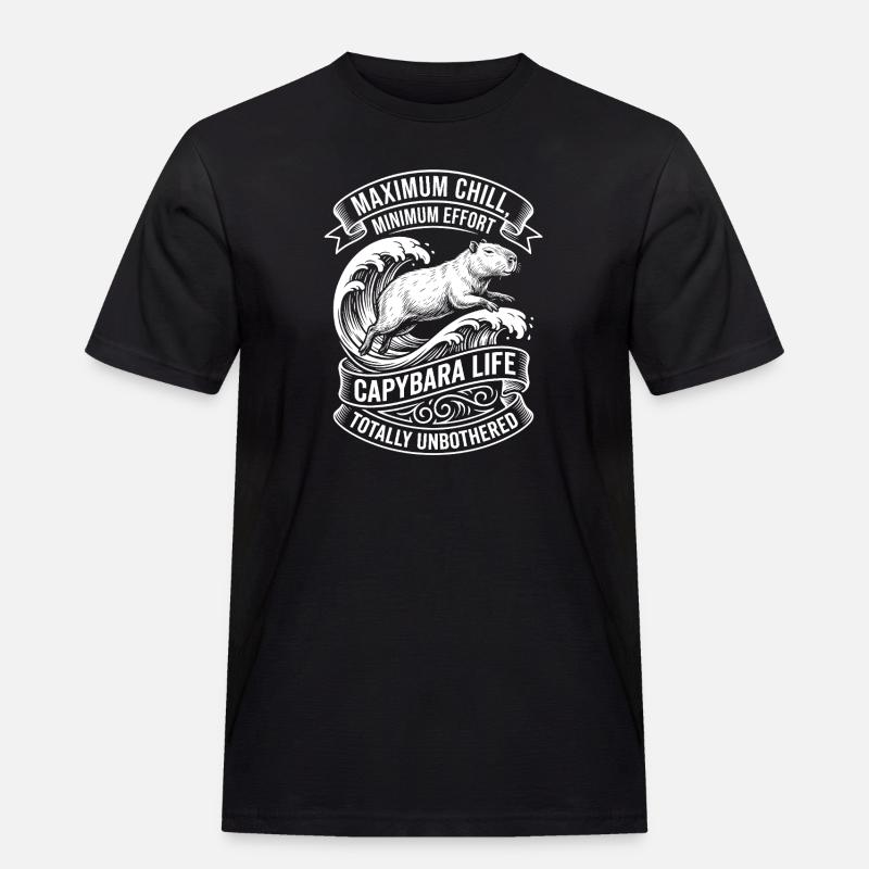 Capybara Life – Maximum Chill - Männer Workwear T-Shirt - Schwarz