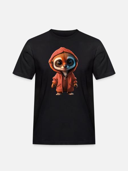 Charming meerkat in hooded jacket - Men's Workwear T-Shirt - black