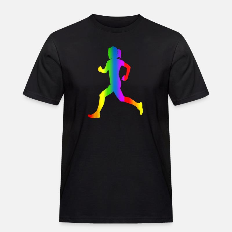 Bunter Läuferin Regenbogen - Männer Workwear T-Shirt - Schwarz