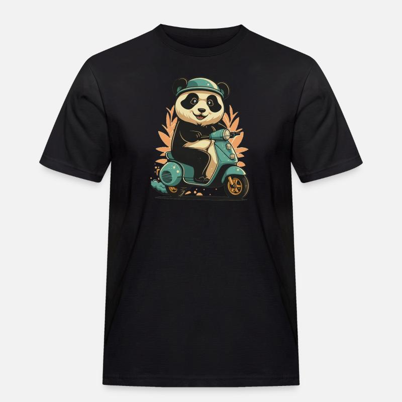 Panda Roller - Männer Workwear T-Shirt - Schwarz