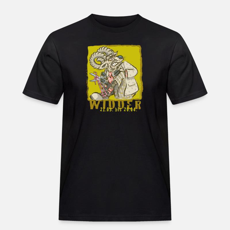 Sternzeichen-Widder - Männer Workwear T-Shirt - Schwarz
