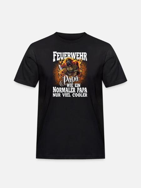 Feuerwehr Papa - Männer Workwear T-Shirt - Schwarz