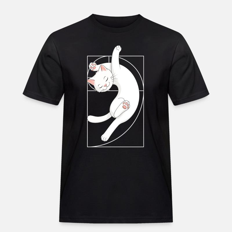 Fibonacci-Spirale Katze - Männer Workwear T-Shirt - Schwarz