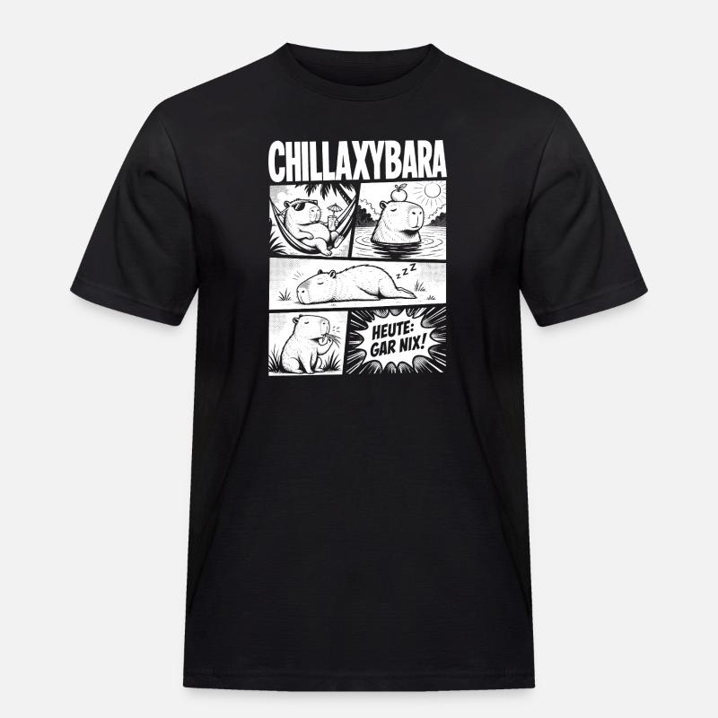 Chillax Capybara Relax Comic Design - Männer Workwear T-Shirt - Schwarz