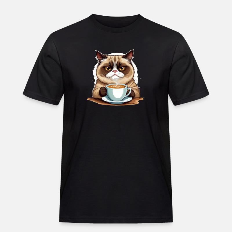 Grumpy Morning Cat - Men's Workwear T-Shirt - black