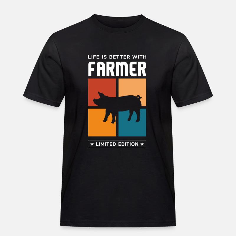 Farmer - Männer Workwear T-Shirt - Schwarz