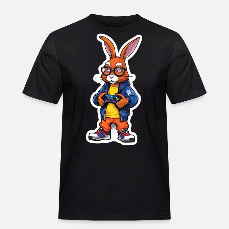Gamer bunny with controller - Men's Workwear T-Shirt - black