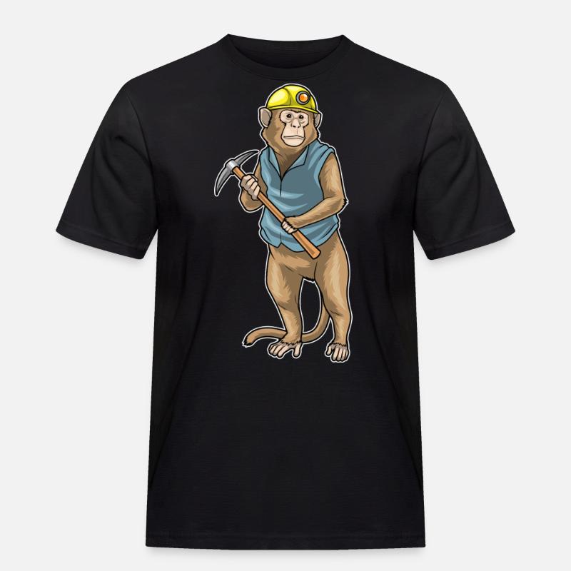 Monkey Miner Pickaxe Mining - Men's Workwear T-Shirt - black