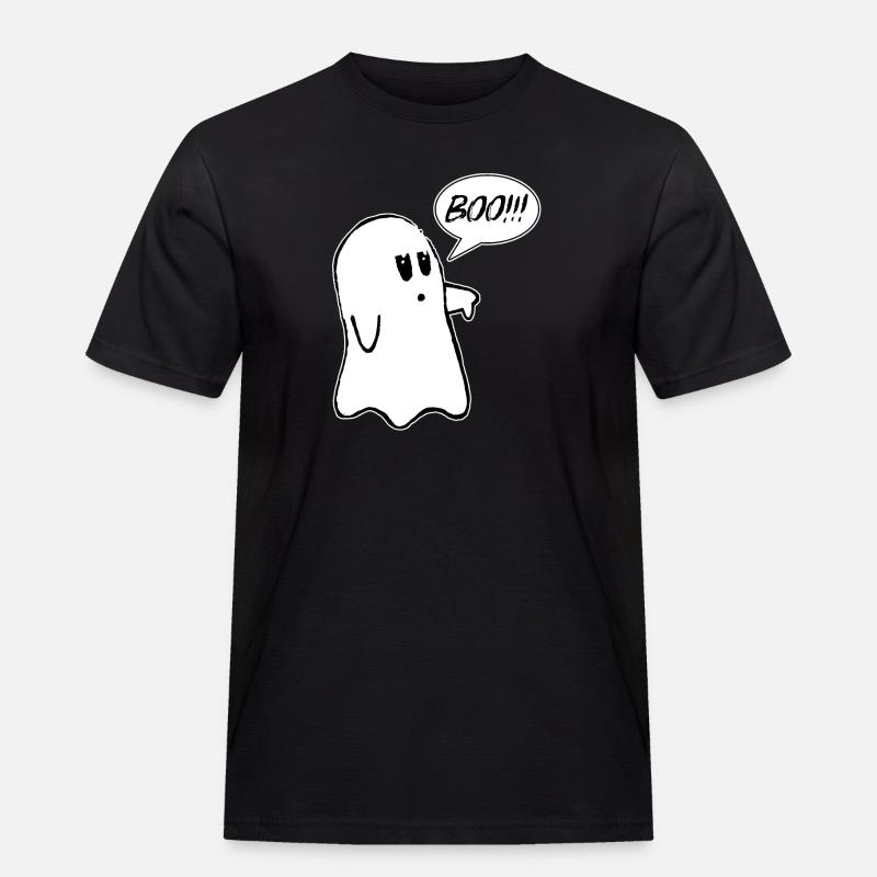Booooo Geist Halloween - Männer Workwear T-Shirt - Schwarz