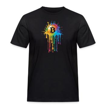 Colorful Bitcoin - Männer Workwear T-Shirt - Schwarz - Vorne - AI Model Male 178 light (178cm)