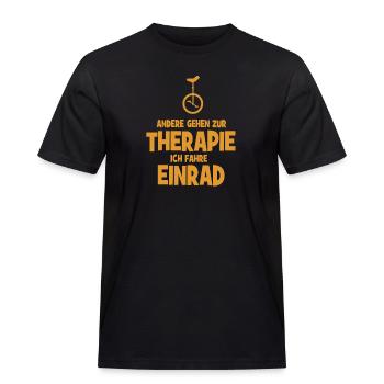 Andere gehen zur Therapie - Ich fahre Einrad - Männer Workwear T-Shirt - Schwarz - Vorne - AI Model Male 178 light (178cm)