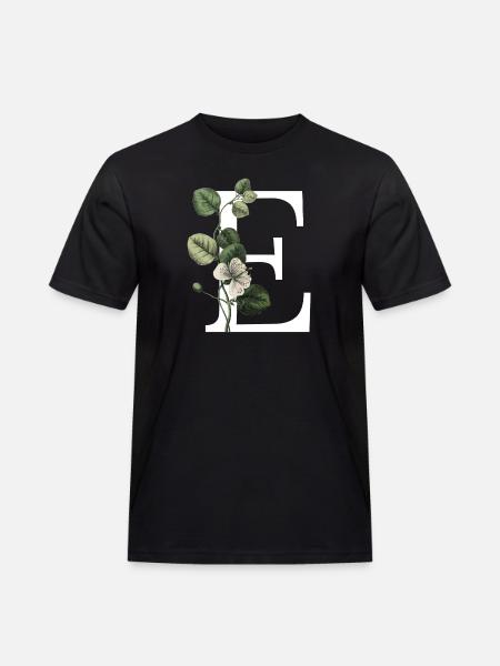 Green Botanical Letter E - Men's Workwear T-Shirt - black