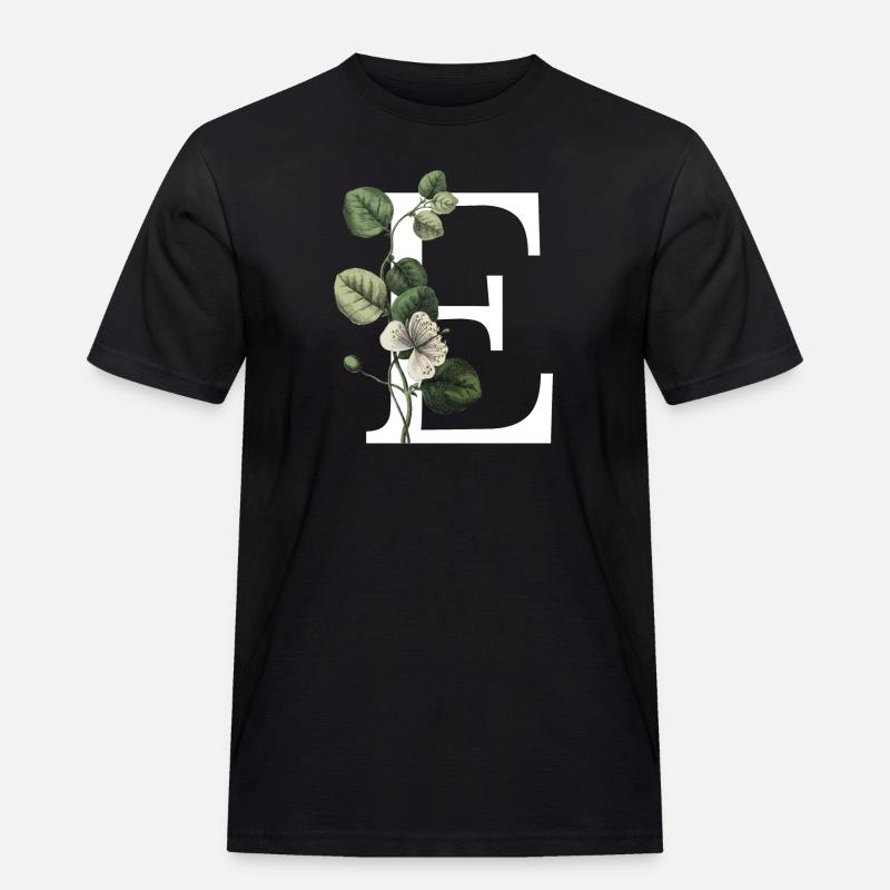 lettre e botanique vert - T-shirt Workwear homme - noir