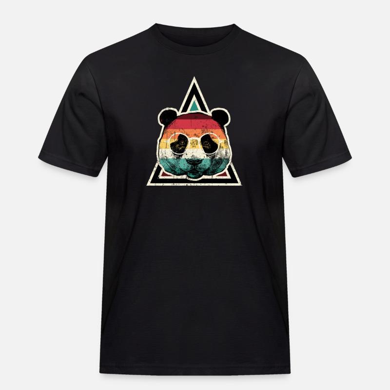 Regenbogenpanda-Prisma - Männer Workwear T-Shirt - Schwarz