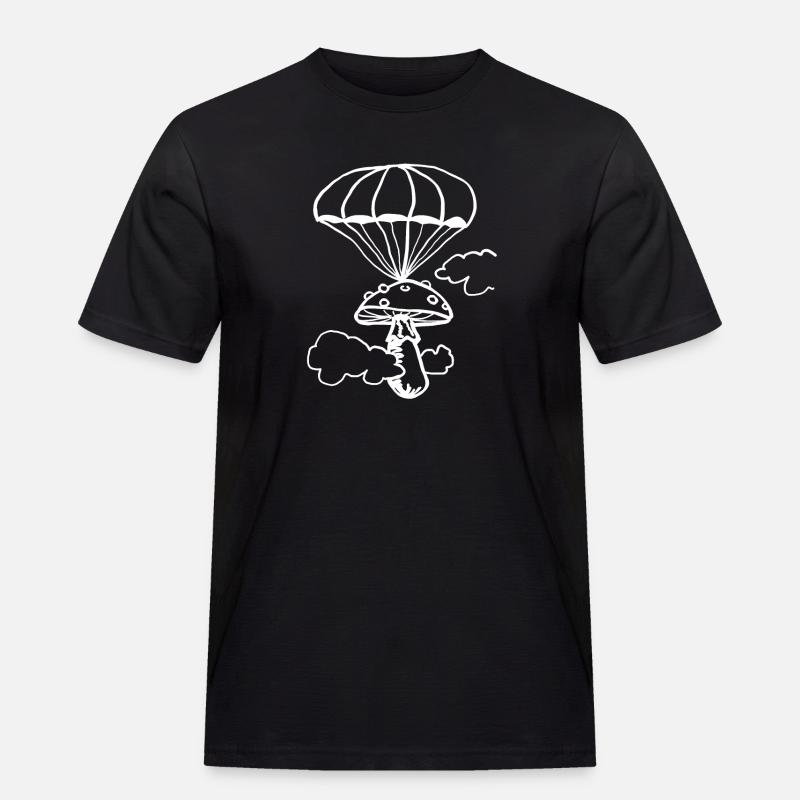 Schwebender Pilz - Männer Workwear T-Shirt - Schwarz