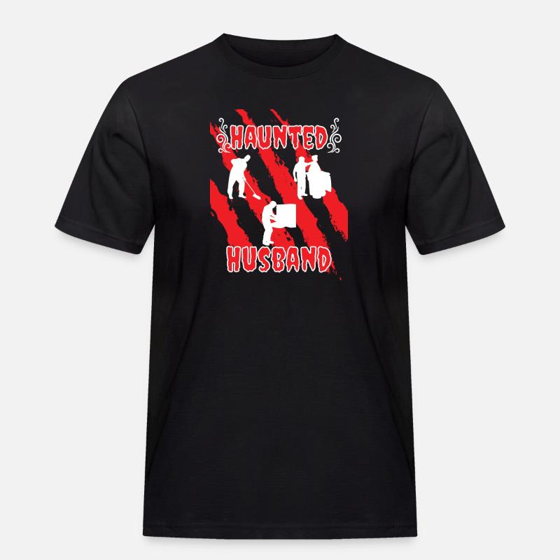 Husband Haunted - Männer Workwear T-Shirt - Schwarz