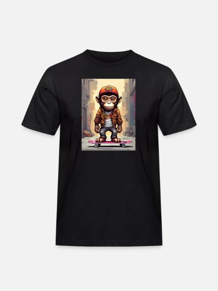 Skate-Monkey im Großstadt-Style - Männer Workwear T-Shirt - Schwarz