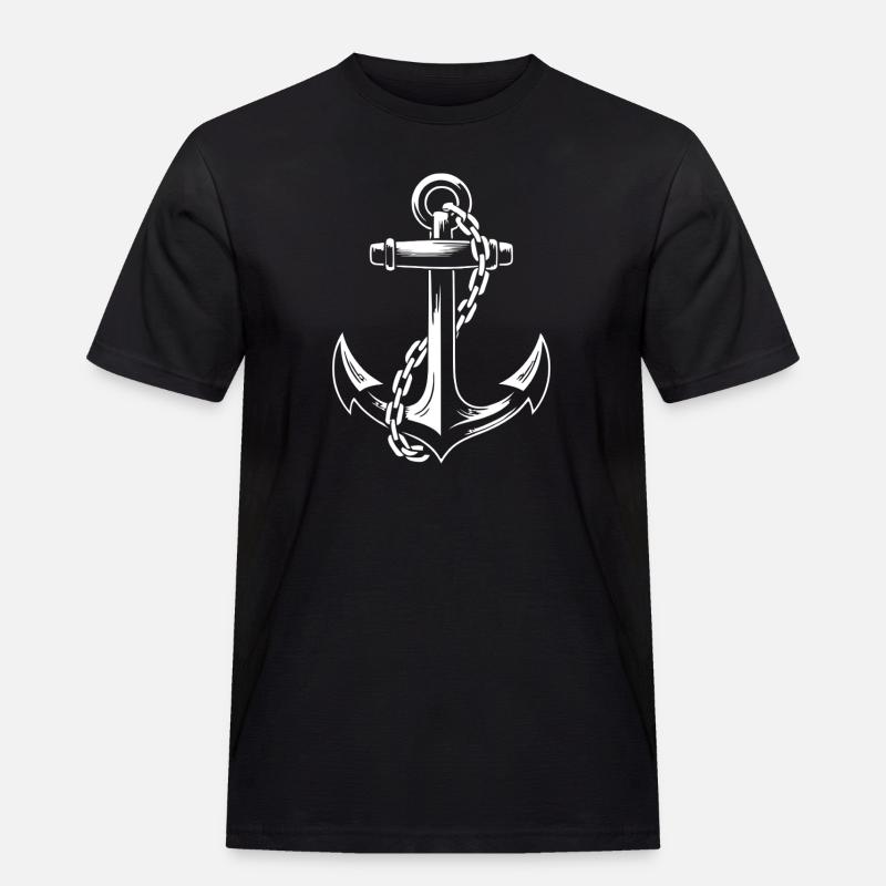 Robuster Schiffsanker mit Kette - Männer Workwear T-Shirt - Schwarz