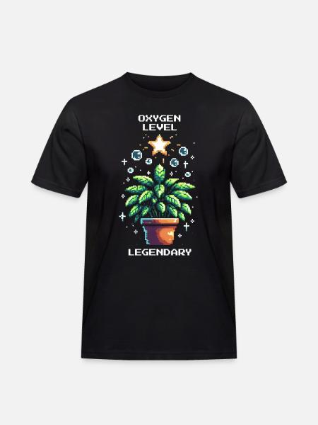 Oxygen Level Legendary | Pflanzenpower Gaming - Männer Workwear T-Shirt - Schwarz