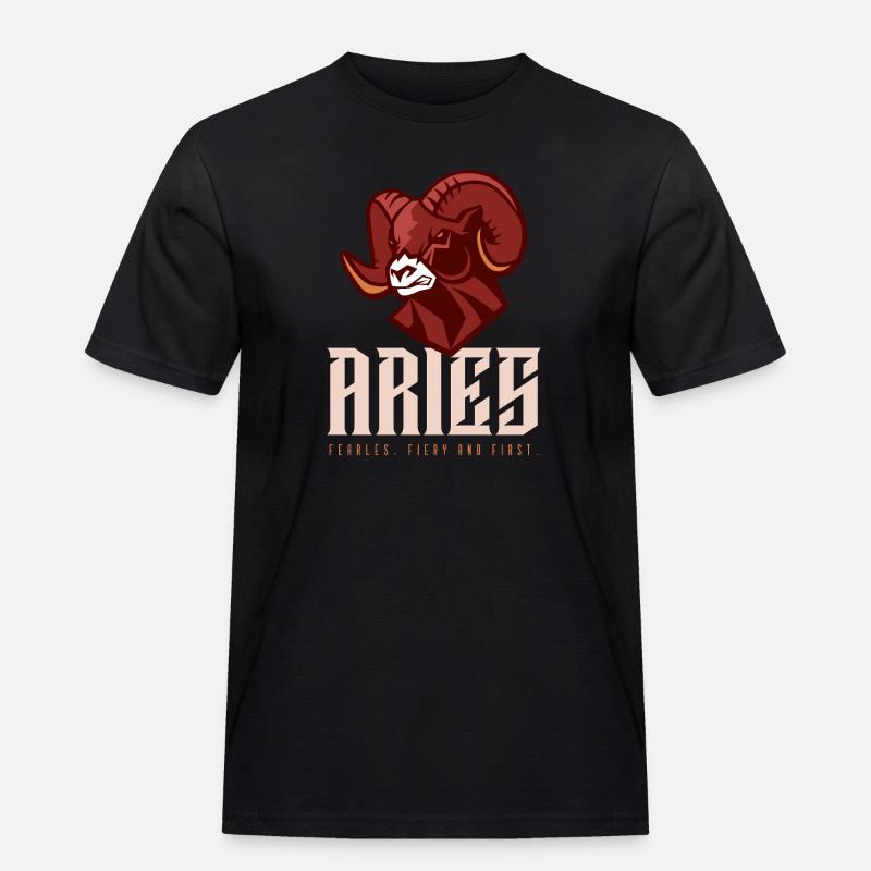 Widder - Männer Workwear T-Shirt - Schwarz