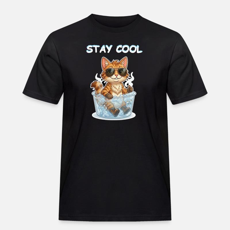 Eisbad Kätzchen Cool Bleiben - Männer Workwear T-Shirt - Schwarz