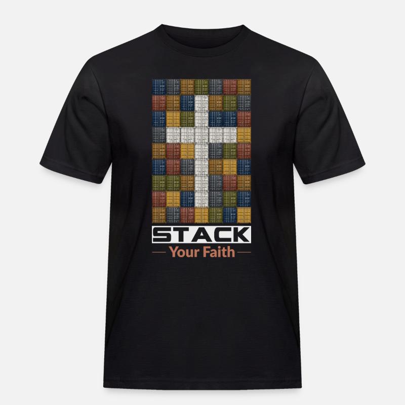 Stapele deinen Glauben - Männer Workwear T-Shirt - Schwarz