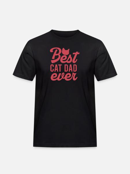Best Cat Dad ever - Männer Workwear T-Shirt - Schwarz