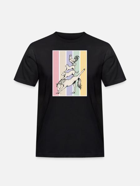 Yoga Tierstapel - Männer Workwear T-Shirt - Schwarz