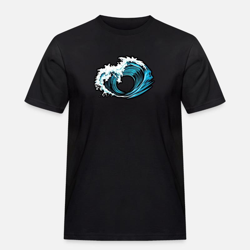 Power Wave – Retro Surf Vibes - Männer Workwear T-Shirt - Schwarz