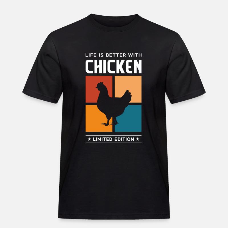 Chicken - Männer Workwear T-Shirt - Schwarz