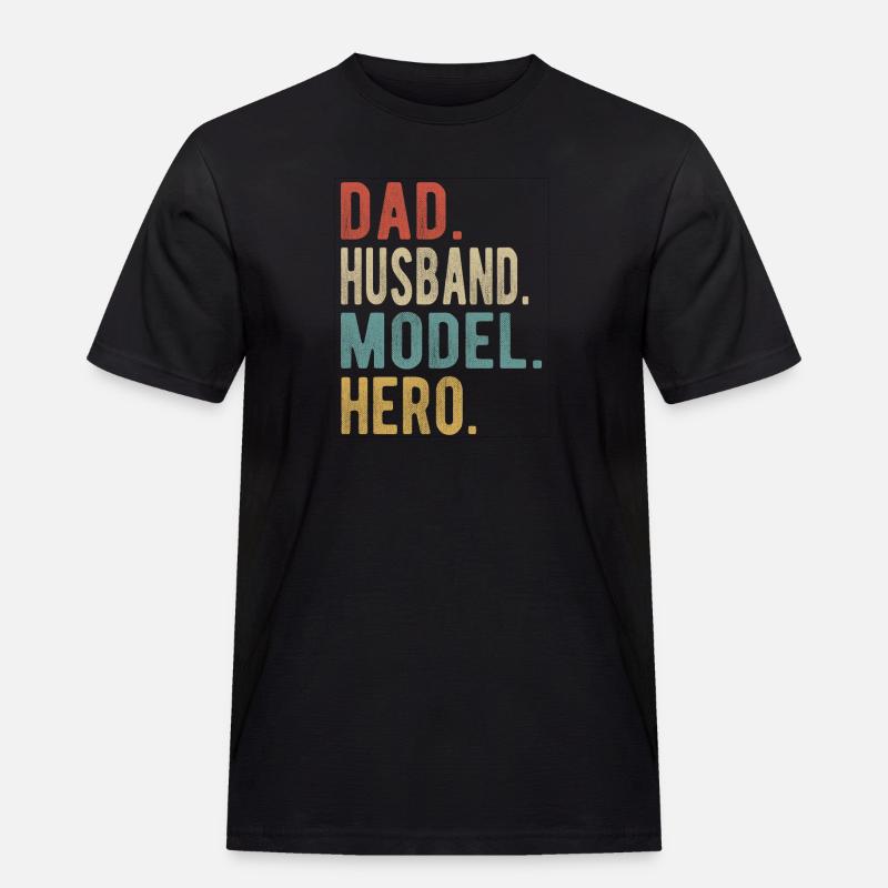 Modell Papa Ehemann Held - Männer Workwear T-Shirt - Schwarz
