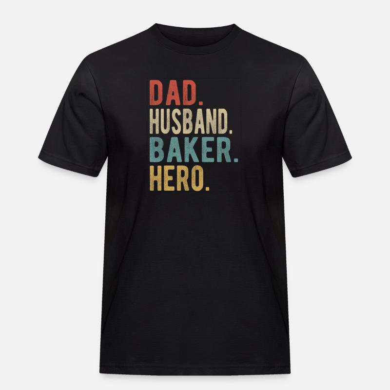 Bäcker, Vater, Ehemann, Held - Männer Workwear T-Shirt - Schwarz