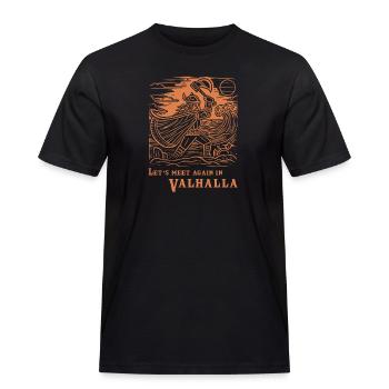 Viking Woodcut 07 2024 03 - Men's Workwear T-Shirt - black - Front - AI Model Male 178 light (178cm)