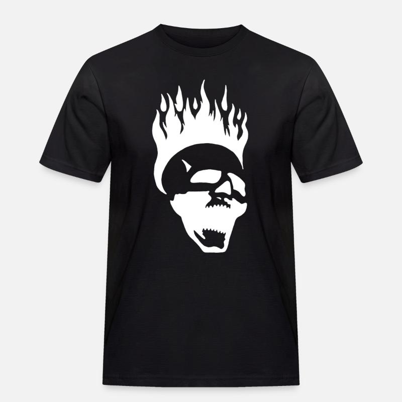 Flammender schreiender Schädel (weiß) - Männer Workwear T-Shirt - Schwarz