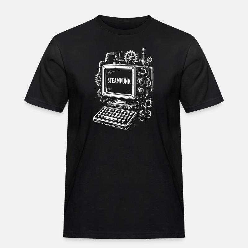 Steampunk Computer Getriebe - Männer Workwear T-Shirt - Schwarz