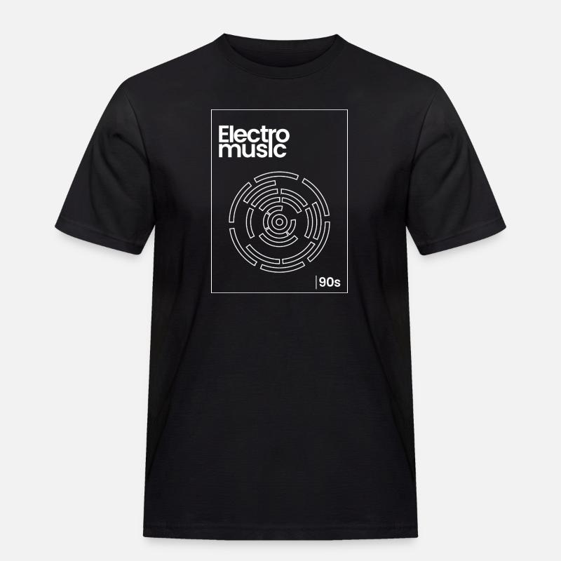 Electro Maze 90er Techno Tee - Männer Workwear T-Shirt - Schwarz