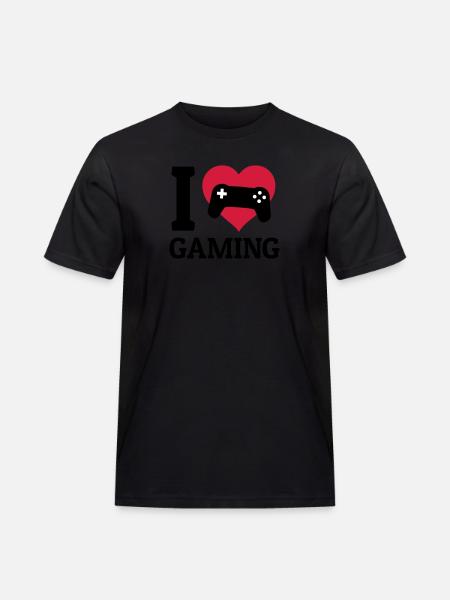 I love gaming - Männer Workwear T-Shirt - Schwarz